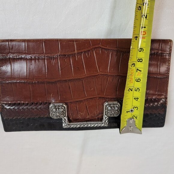 Brighton Boston Black and Brown Wallet / Organizer Crossbody. Croc pattern - Picture 7 of 8